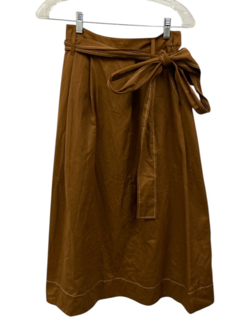 Staud Size 0 Tan Brown Cotton Blend High Rise Pleated contrast stitch Maxi Skirt Tan Brown / 0