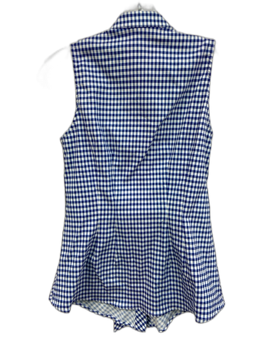 Sara Campbell Size 0 Blue & White Rayon Blend Sleeveless Gingham Knot Detail Top Blue & White / 0