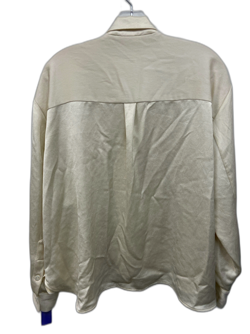 Alexis Size XS/S Cream White Polyester Long Sleeve Patch Pocket Button Front Top Cream White / XS/S