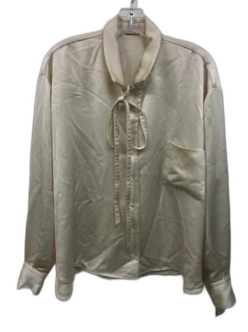 Alexis Size XS/S Cream White Polyester Long Sleeve Patch Pocket Button Front Top Cream White / XS/S