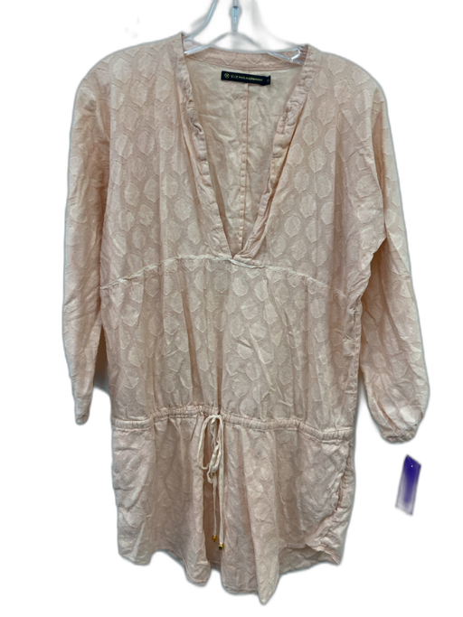 Vix Paula Hermanny Size Large Pink Cotton Long Sleeve Abstract Print Dress Pink / Large