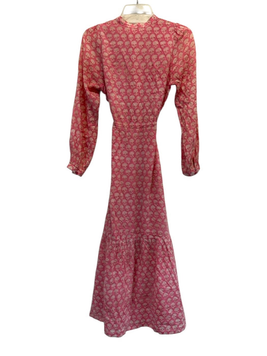 India Collection Emerson Fry Size XS Pink & Cream Cotton Long Sleeve Dress Pink & Cream / XS