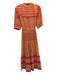 Lola Australia Size XS Orange & Pink Cotton Abstract Print Button Front Dress Orange & Pink / XS