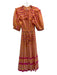 Lola Australia Size XS Orange & Pink Cotton Abstract Print Button Front Dress Orange & Pink / XS