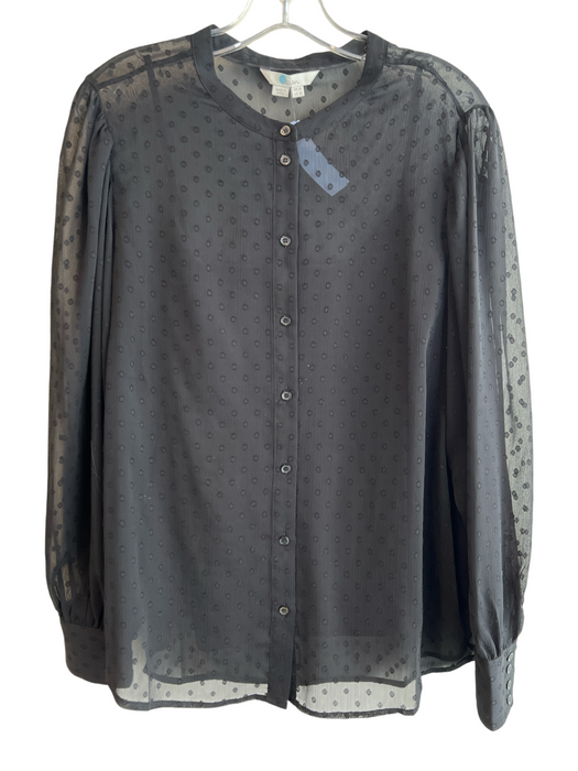 Boden Size 10 Black Modal & Elastane Round Neck Sheer Long Sleeve Top Black / 10