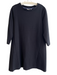 Boden Size 10 Black Polyester & Cotton Round Neck 3/4 Sleeve Sole Detail Dress Black / 10