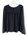 Boden Size 10 Black Modal & Elastane Round Neck Sheer Long Sleeve Key hole Top Black / 10