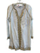 Boden Size L White & Gold Cotton V Neck Long Sleeve Embroidered Dress White & Gold / L