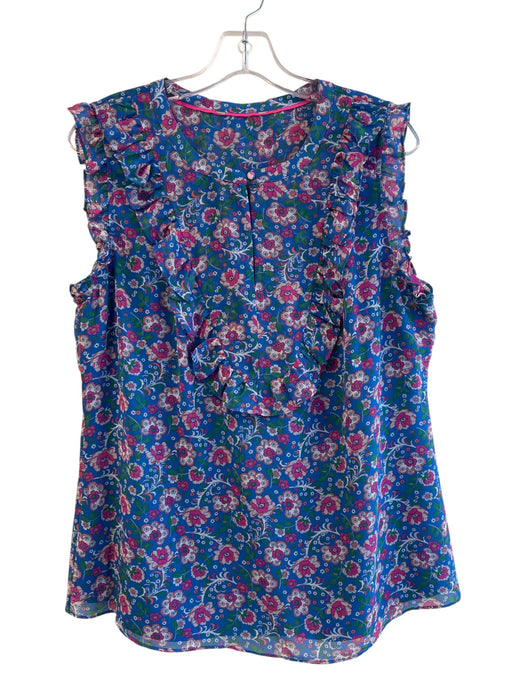 Boden Size Est L Blue Polyester Round Neck Floral Print Sleeveless Top Blue / Est L