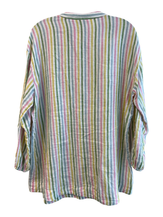 Boden Size 10 Multi Linen V Neck Long Sleeve Striped Tunic Dress Multi / 10