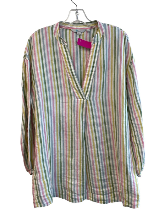 Boden Size 10 Multi Linen V Neck Long Sleeve Striped Tunic Dress Multi / 10