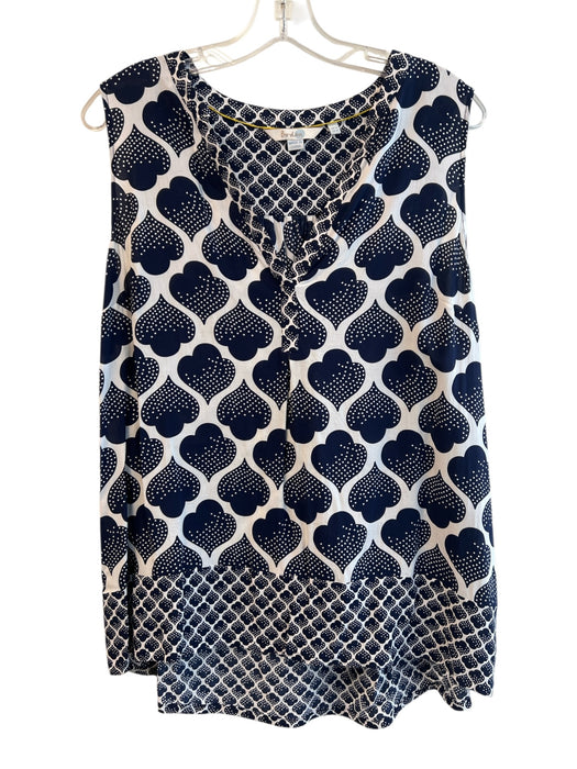 Boden Size 10 Navy & white Viscose V Neck Sleeveless Abstract Top Navy & white / 10