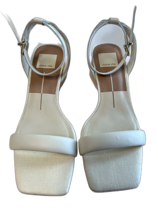 Dolce Vita Shoe Size 6.5 Ivory Leather & Manmade Open Square Toe Shoes Ivory / 6.5