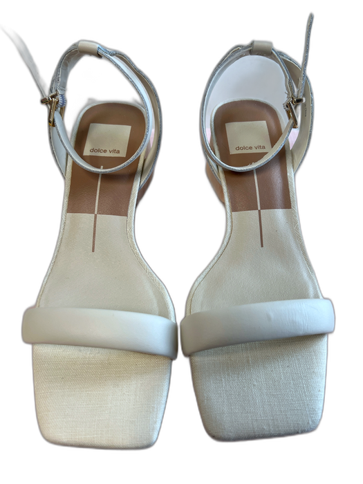 Dolce Vita Shoe Size 6.5 Ivory Leather & Manmade Open Square Toe Shoes Ivory / 6.5