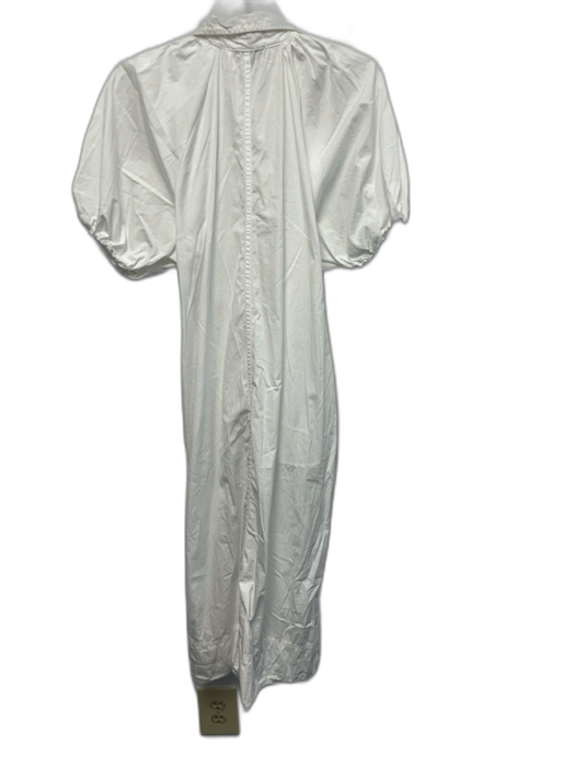 J. Crew Size M White Cotton Gathered Button Down Collar Maxi Dress White / M