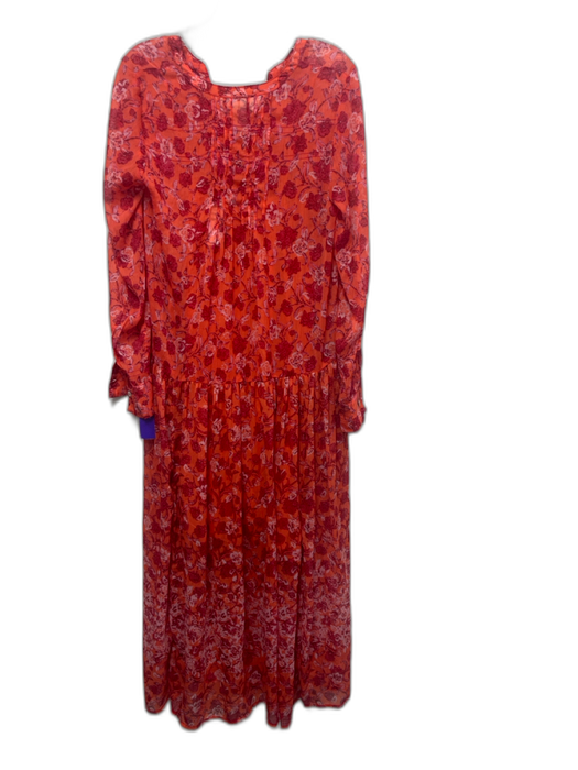 Free People Size S orange, red, white Polyester & Viscose Pintuck Maxi Dress orange, red, white / S