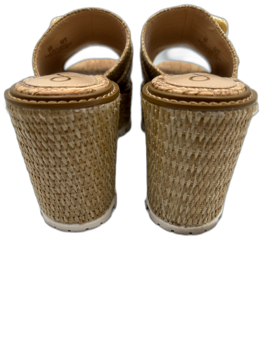 Sam Edelman Shoe Size 8 Taupe & Beige fabric upper Woven Buckle Slide Sandals Taupe & Beige / 8