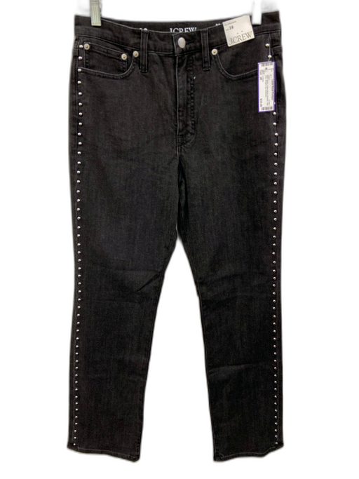 J. Crew Size 28 Black Cotton Blend Studded High Rise Straight Leg Jeans Black / 28