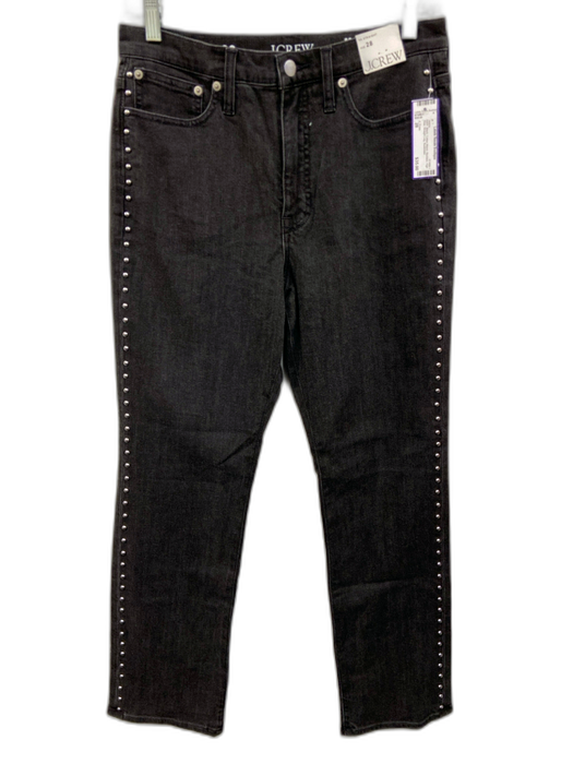 J. Crew Size 28 Black Cotton Blend Studded High Rise Straight Leg Jeans Black / 28