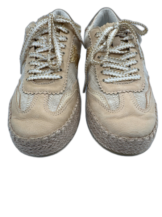 Dolce Vita Shoe Size 8 Beige & Gold Leather & Textile Beaded Low Top Sneakers Beige & Gold / 8
