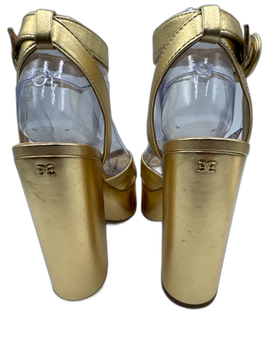Sam Edelman Shoe Size 8 Gold Leather Upper Ankle Strap Criss Cross Sandals Gold / 8