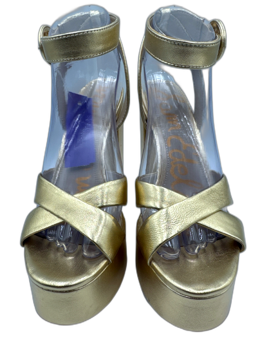 Sam Edelman Shoe Size 8 Gold Leather Upper Ankle Strap Criss Cross Sandals Gold / 8