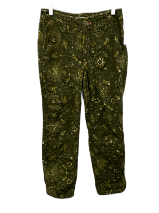 Anthropologie Size 26 Green Cotton Blend Geometric Floral Button Fly Jeans Green / 26