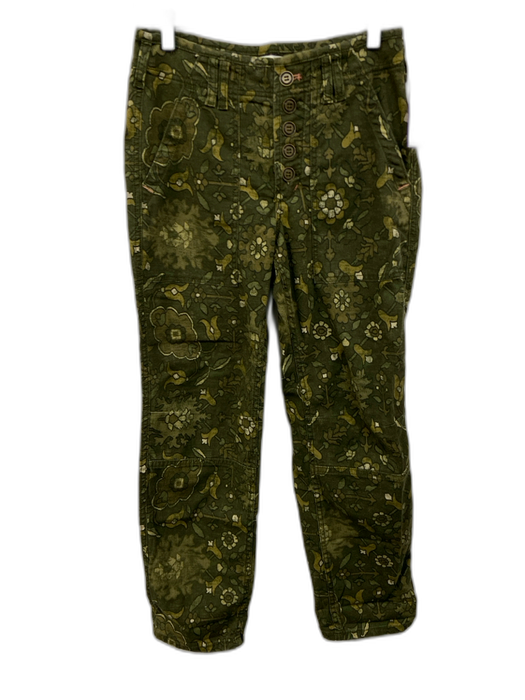 Anthropologie Size 26 Green Cotton Blend Geometric Floral Button Fly Jeans Green / 26