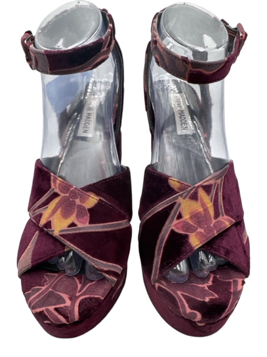 Steve Madden Shoe Size 8 Purple & Yellow textile upper Velvet Floral Sandals Purple & Yellow / 8
