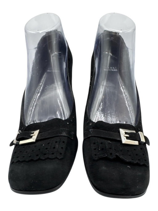 Stuart Weitzman Shoe Size 9 Black Leather Upper Suede Buckle Detail Loafer Pumps Black / 9