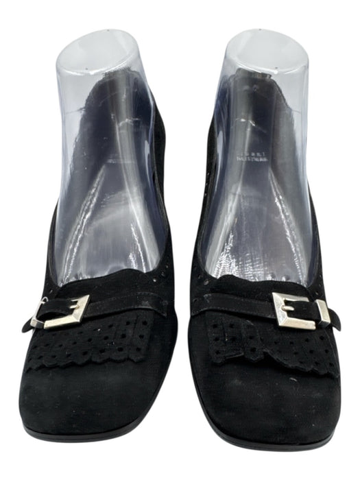 Stuart Weitzman Shoe Size 9 Black Leather Upper Suede Buckle Detail Loafer Pumps Black / 9
