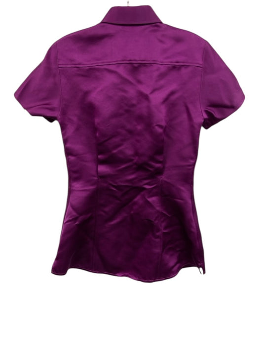 Burberry Size 38 Purple Silk Button Front Cap Sleeve Satin Top Purple / 38