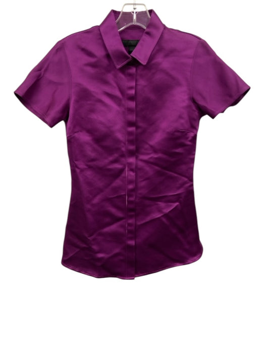 Burberry Size 38 Purple Silk Button Front Cap Sleeve Satin Top Purple / 38