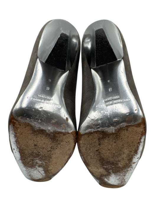 Sigerson Morrison Shoe Size 8 Grey Leather Silver Accents Block Heel Suede Pumps Grey / 8