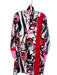 Nenette Size 42 Pink Red & White Polyester Round Neck Abstract Print Dress Pink Red & White / 42