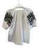 Philosophy Size Large White & Black Cotton Blend V Neck Embroidered Top White & Black / Large