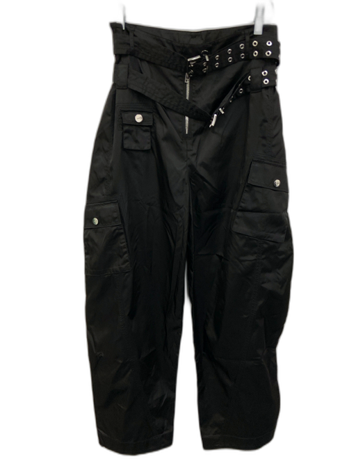 Ganni Size 38 Black Polyamide Blend High Rise Cargo Pockets Barrel Leg Pants Black / 38