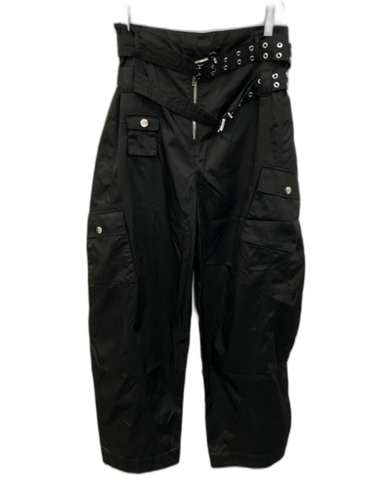 Ganni Size 38 Black Polyamide Blend High Rise Cargo Pockets Barrel Leg Pants Black / 38