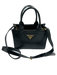 Prada Black Leather Logo Top Handle Strap Incl Certified by Entrupy Bag Black / Small