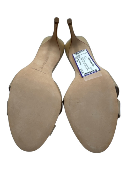 Manolo Blahnik Shoe Size 38 Beige Patent Leather Ankle Strap Criss Cross Pumps Beige / 38