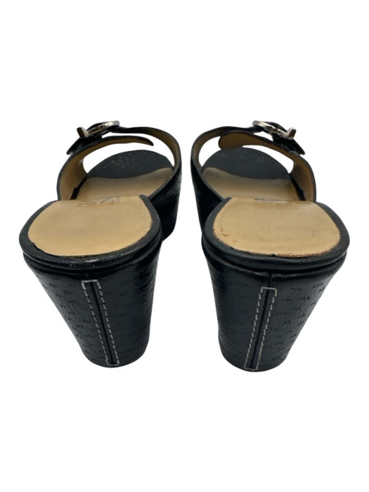 Salvatore Ferragamo Shoe Size 7.5 Black & Silver Pig Leather open toe Sandals Black & Silver / 7.5