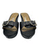 Salvatore Ferragamo Shoe Size 7.5 Black & Silver Pig Leather open toe Sandals Black & Silver / 7.5