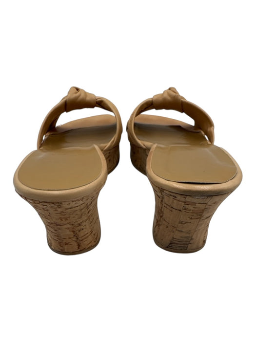 Stuart Weitzman Shoe Size 6.5 Beige Leather Upper Cork Sole Knot Wedge Sandals Beige / 6.5
