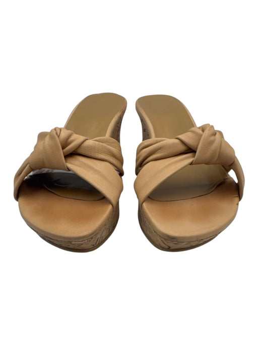 Stuart Weitzman Shoe Size 6.5 Beige Leather Upper Cork Sole Knot Wedge Sandals Beige / 6.5