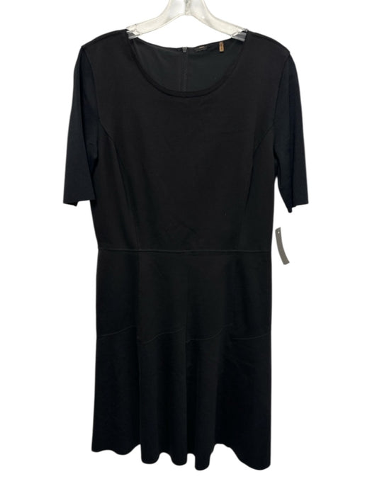Elie Tahari Size 12 Black Viscose & Nylon Short Sleeve Fabric Block Dress Black / 12