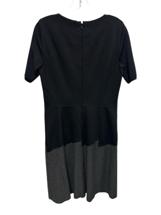Elie Tahari Size 12 Black & Gray Viscose & Nylon Short Sleeve Fabric Block Dress Black & Gray / 12