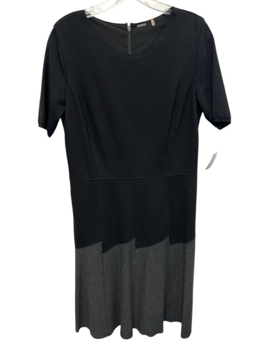 Elie Tahari Size 12 Black & Gray Viscose & Nylon Short Sleeve Fabric Block Dress Black & Gray / 12