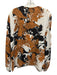 Kobi Halperin Size XXL Black, White, Orange Silk Long puff sleeve Split Neck Top Black, White, Orange / XXL