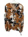 Kobi Halperin Size XXL Black, White, Orange Silk Long puff sleeve Split Neck Top Black, White, Orange / XXL