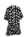 Diane Von Furstenberg Size M Black & Multi Cotton Collar Floral Below knee Dress Black & Multi / M